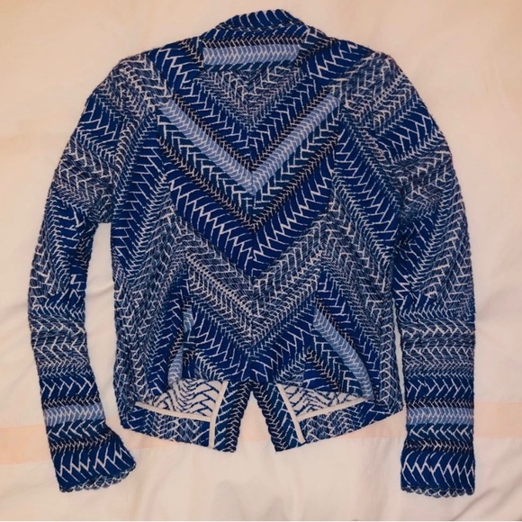 IRO Paris Osaka Blue Wool Blend Jacket Size 2 Textured Cocoon - Picture 6 of 9